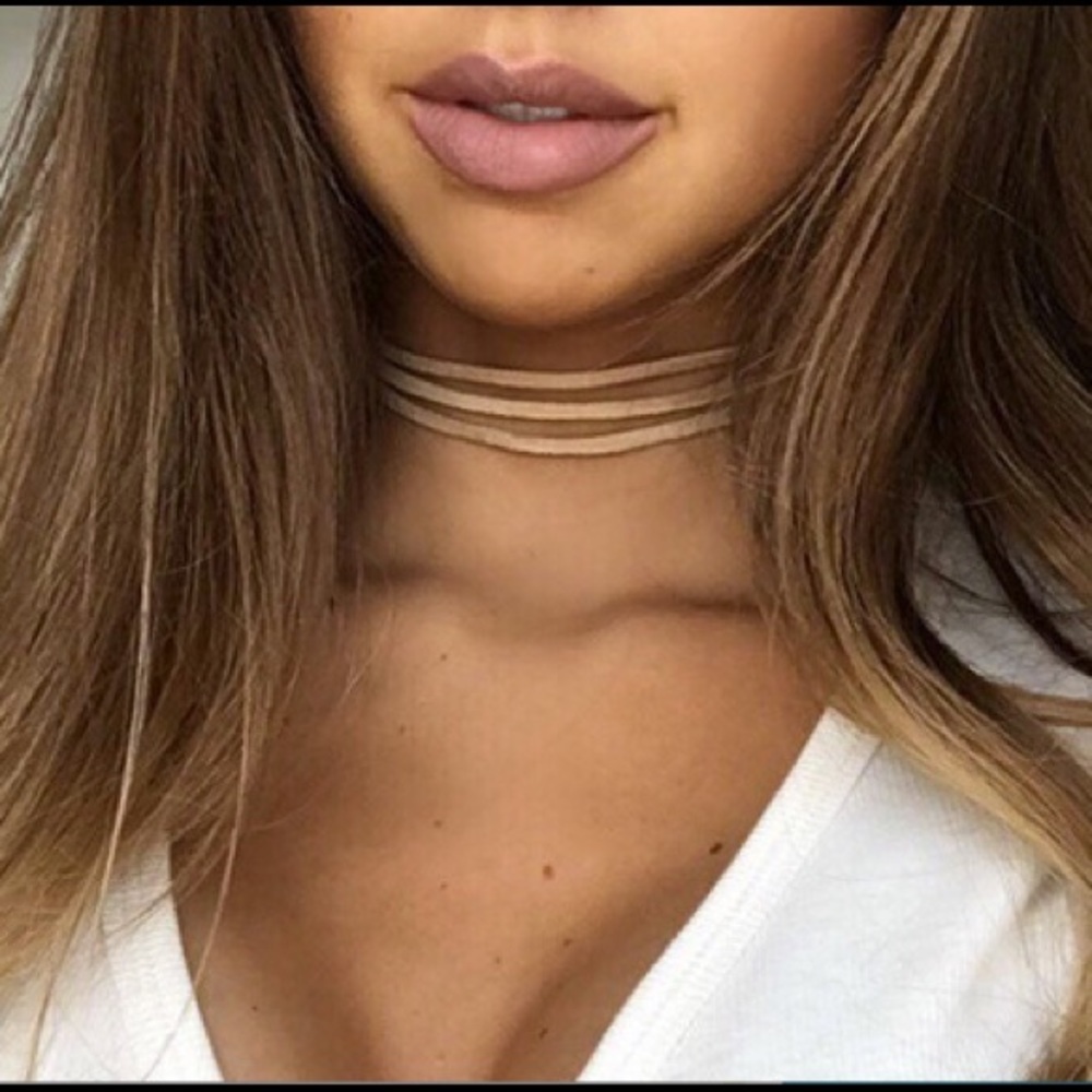 NWT Triple Layer Camel Soft Leather Suede Choker Blogger Favorite Boho Hippie